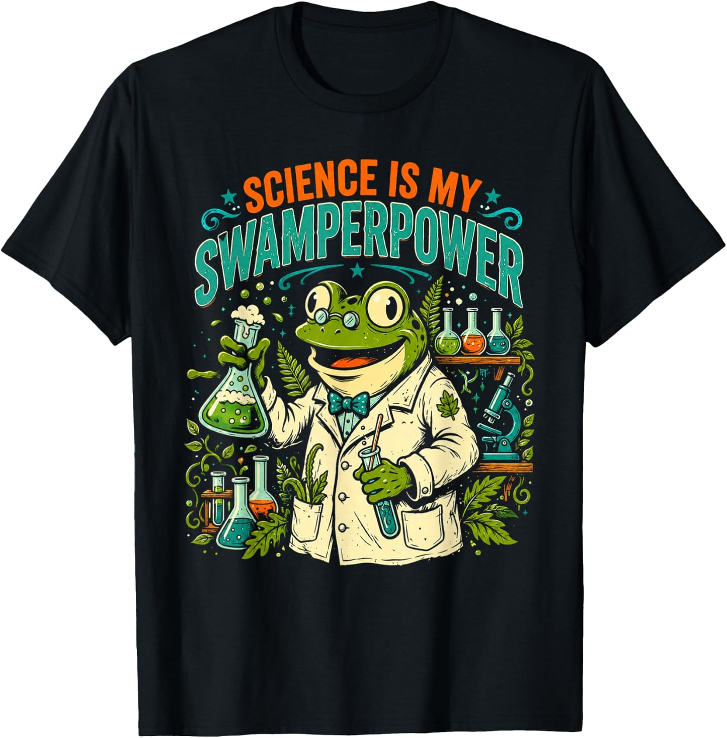 Frog Scientist Science is My Swamperpower T-Shirt - T-Shirt | Black