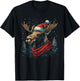 Moose Santa Hat Christmas Pajama Funny Moose Xmas T-Shirt - T-Shirt | Black