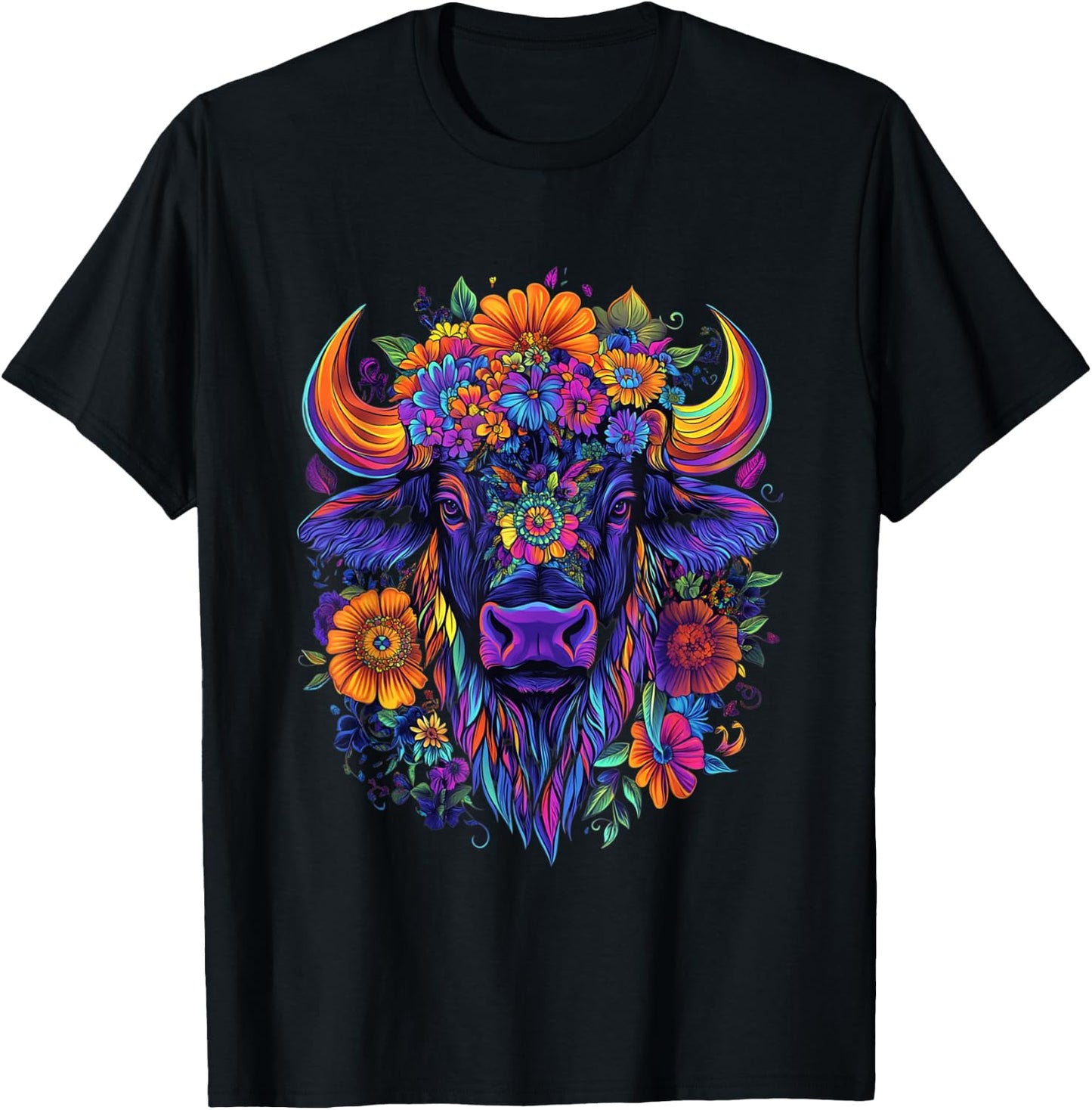 Aesthetic American Buffalo Graphic Cute Buffalo Women Girls T-Shirt - T-Shirt | Black