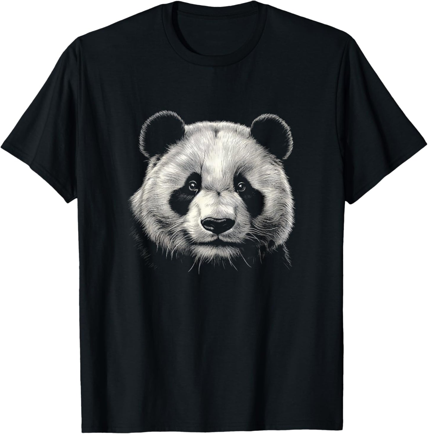 Panda Bear Face Graphic Art Design T-Shirt - T-Shirt | Black