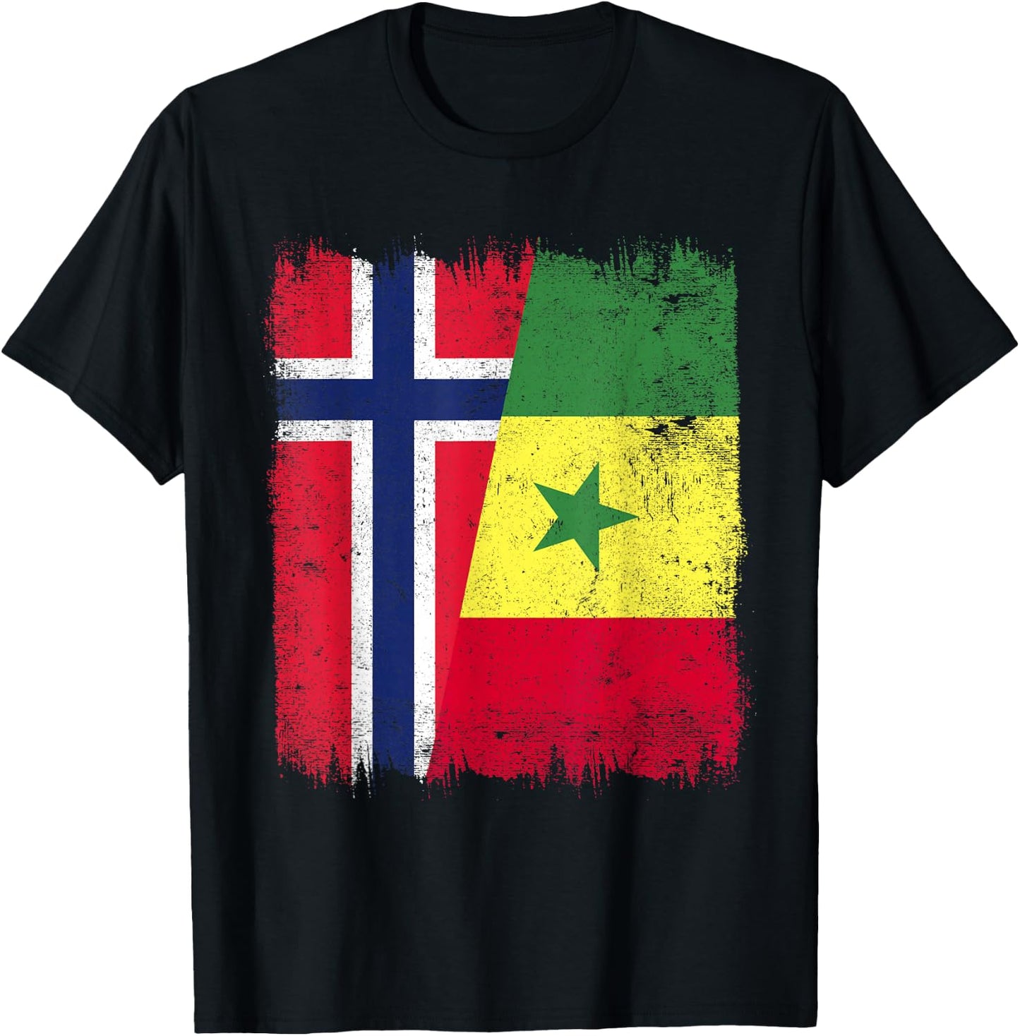 Norway Senegal Flag | Norwegian Senegalese Roots T-Shirt - T-Shirt | Black