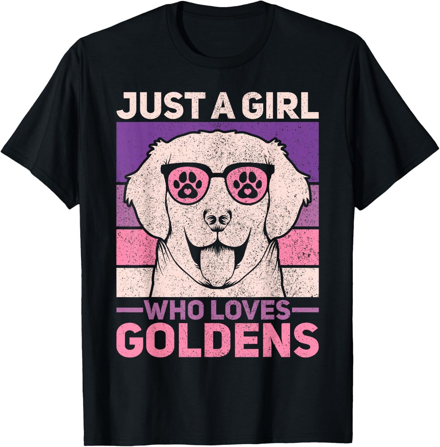 Just A Girl Who Loves Goldens Dog Lover Pet Golden Retriever T-Shirt - T-Shirt | Black