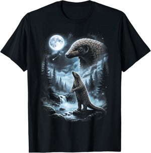 Pangolin Howling at Moon 90's Retro T-Shirt - T-Shirt | Black