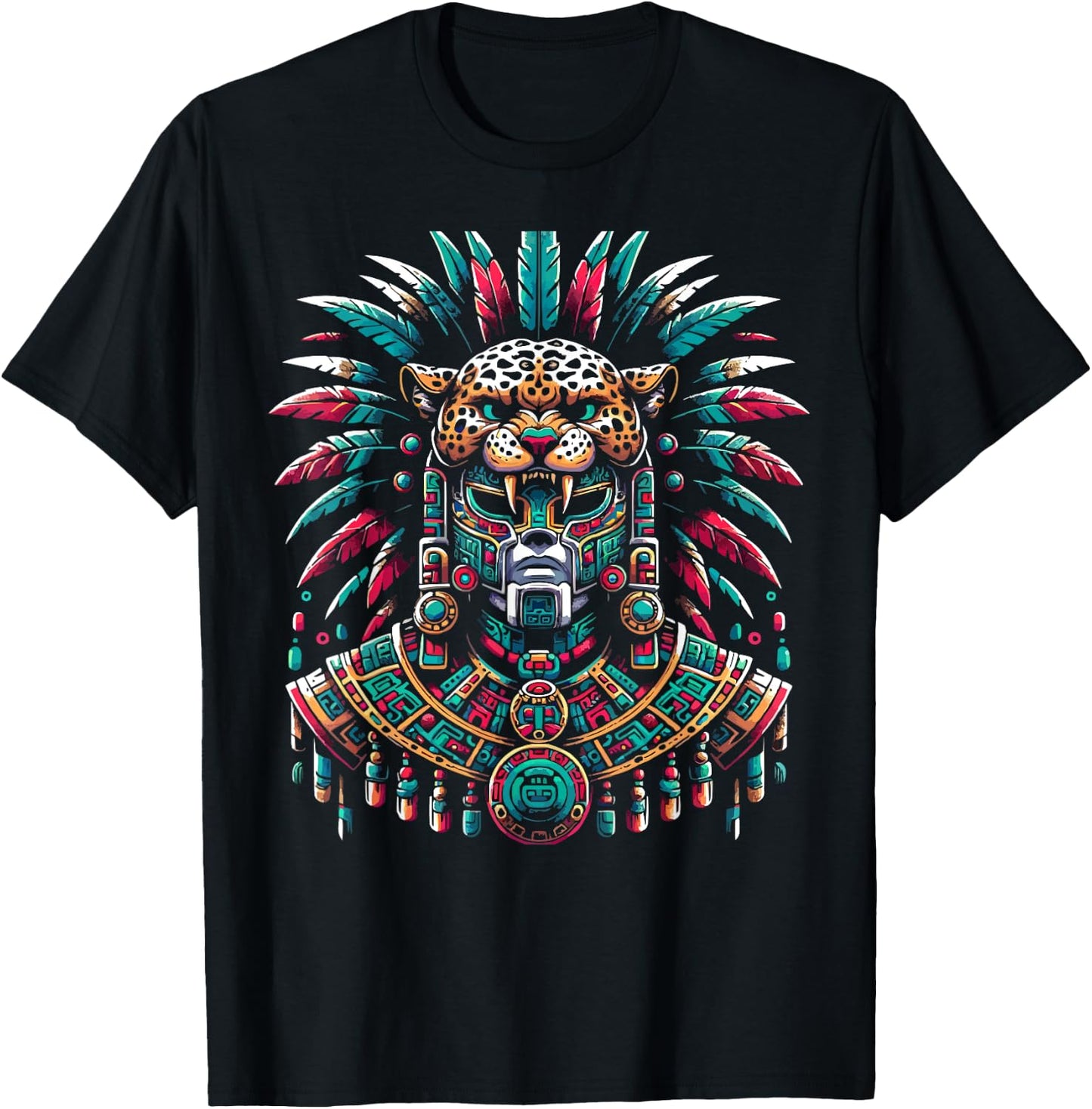 Aztec Jaguar Warrior Aztec Culture Mayan Indigenous T-Shirt - T-Shirt | Black