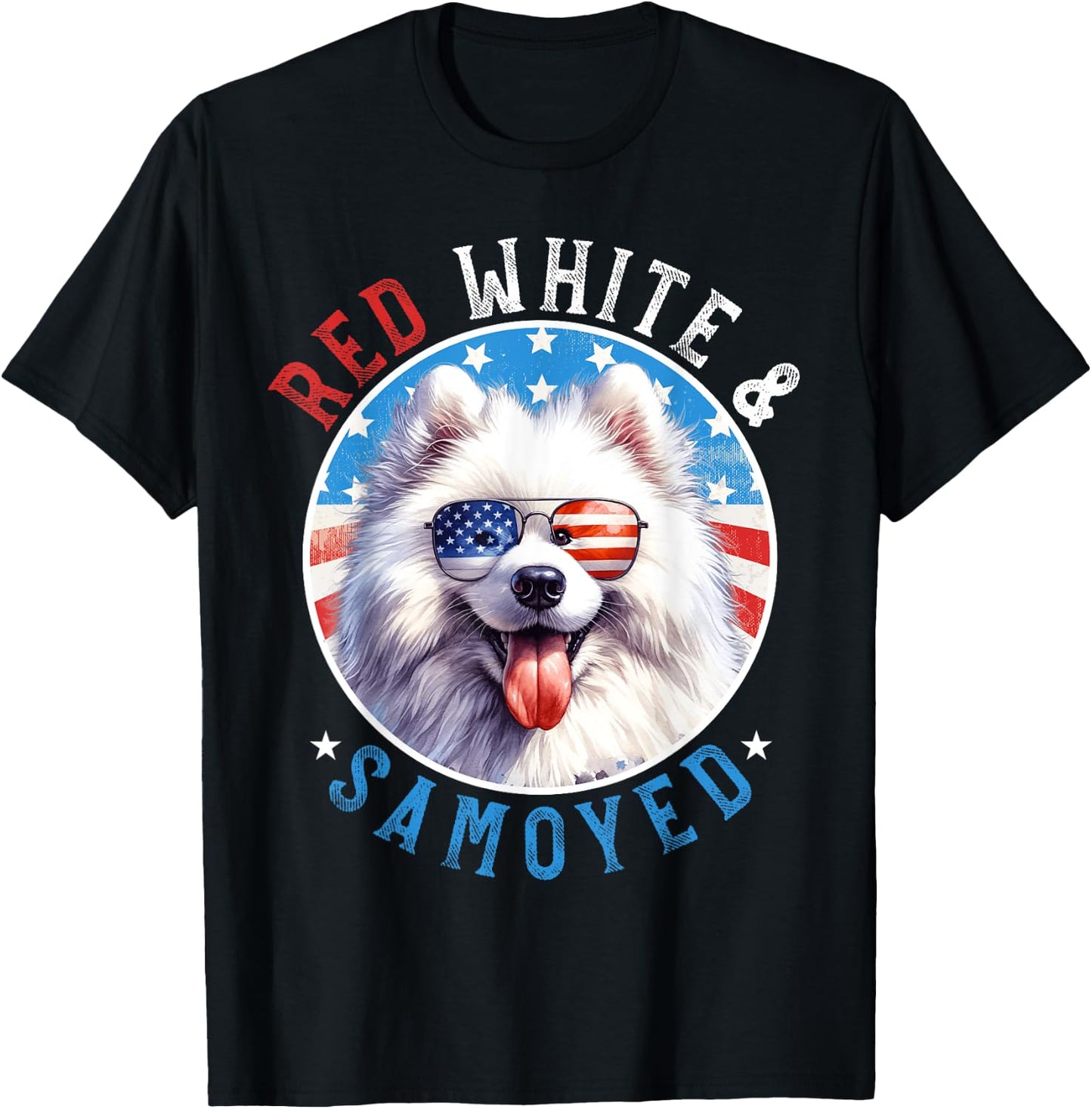Samoyed Dog 4th of July Red White and Sammy Lovers Kids Men T-Shirt - T-Shirt | Black