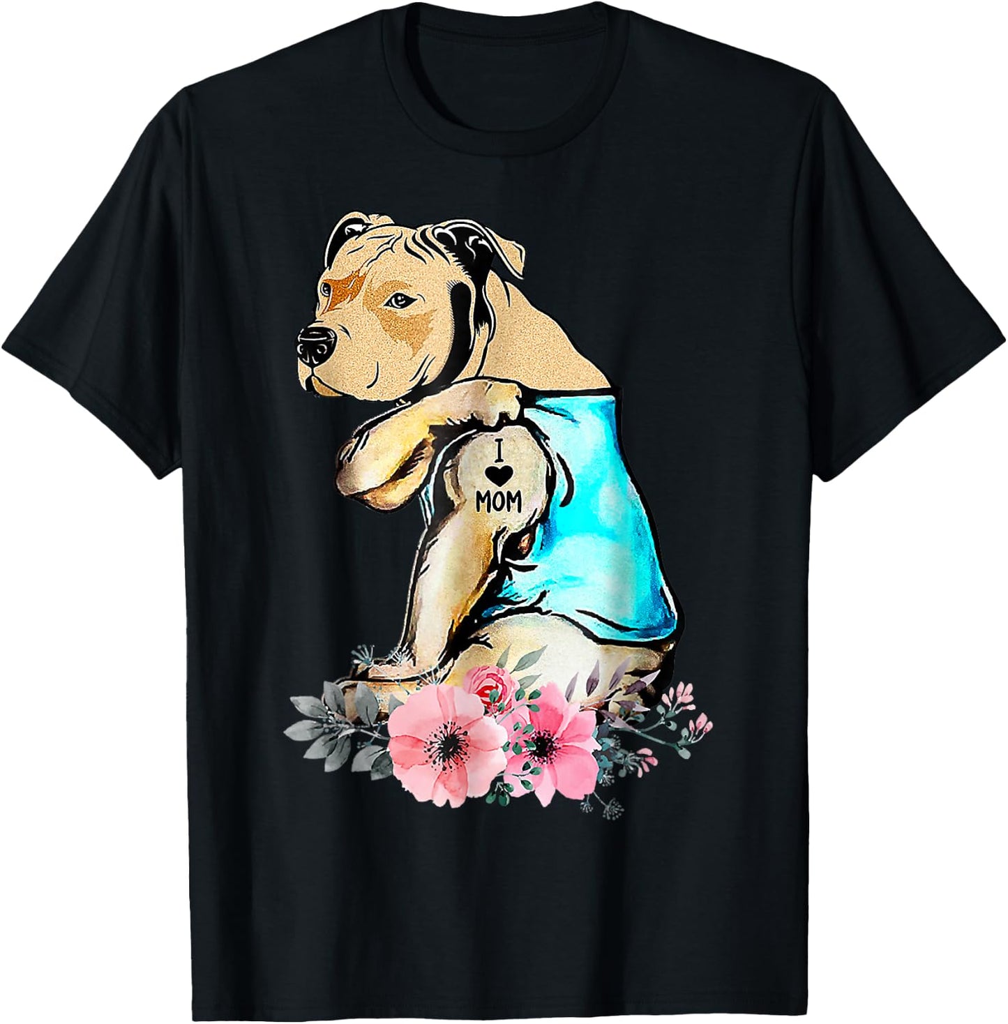 Pit Bull - I Love Mom Tattoo Mother's day T-Shirt - T-Shirt | Black