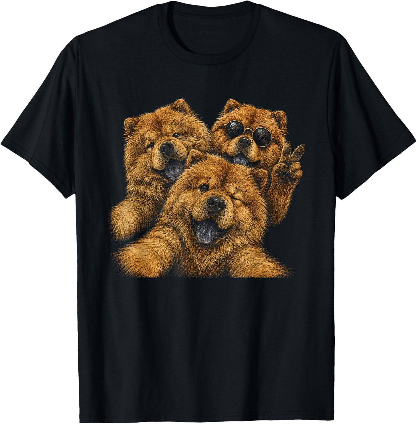 Funny Chow Chow Selfie Artwork Design T-Shirt - T-Shirt | Black