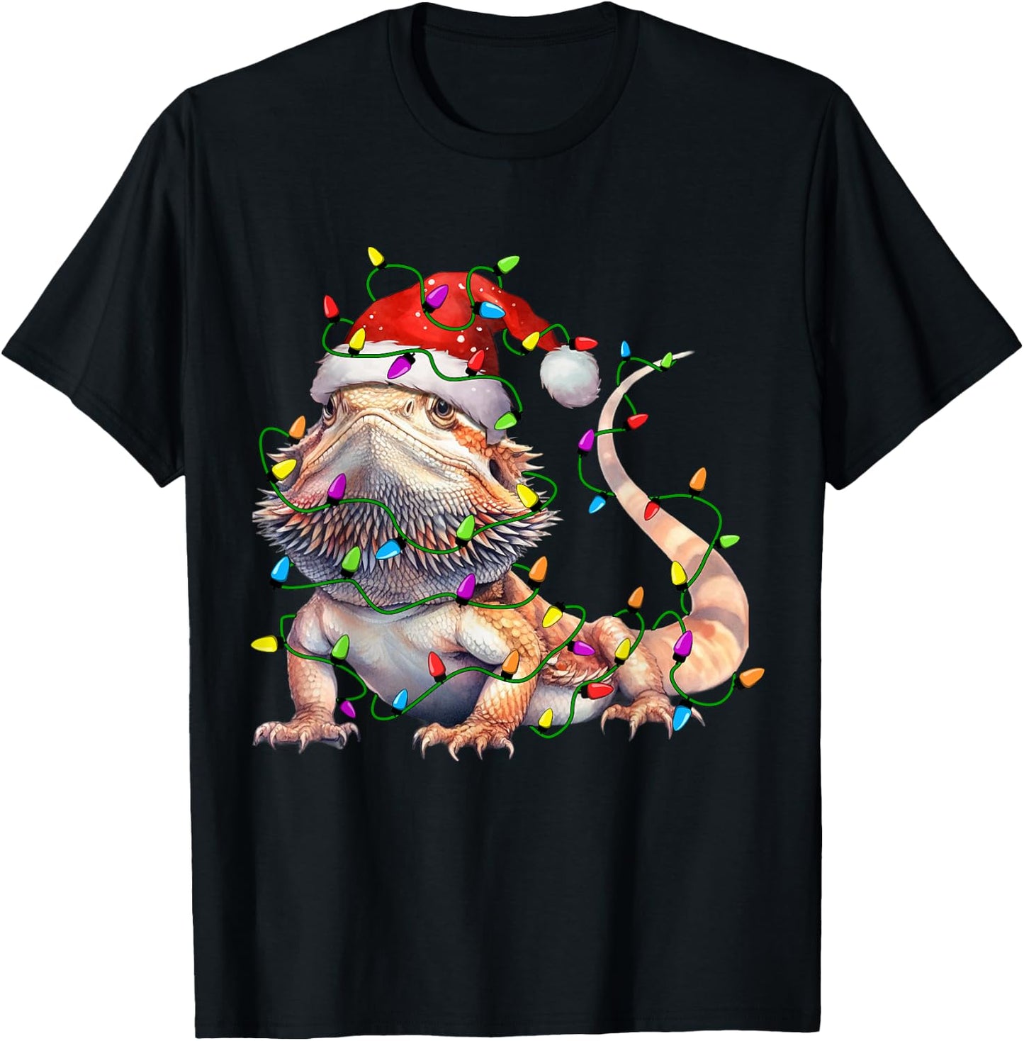 Bearded Dragons Santa Christmas Tree Lighting Xmas Funny T-Shirt - T-Shirt | Black