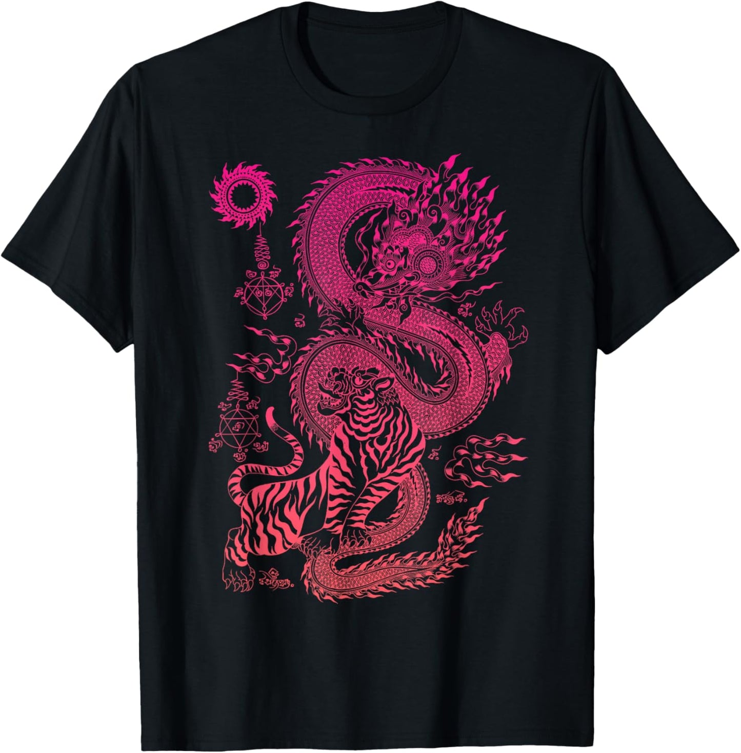 Thai Tiger Dragon Traditional Thailand Art MMA Muay Thai T-Shirt - T-Shirt | Black
