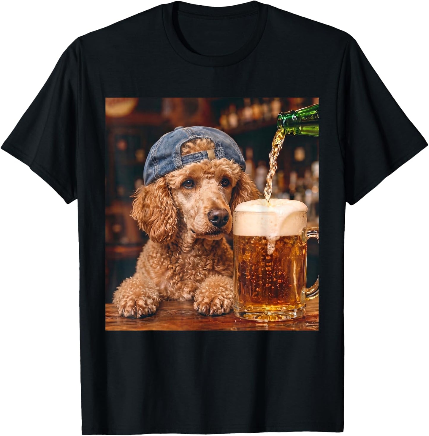 Poodle Drinking Beer Funny Dog Meme T-Shirt - T-Shirt | Black