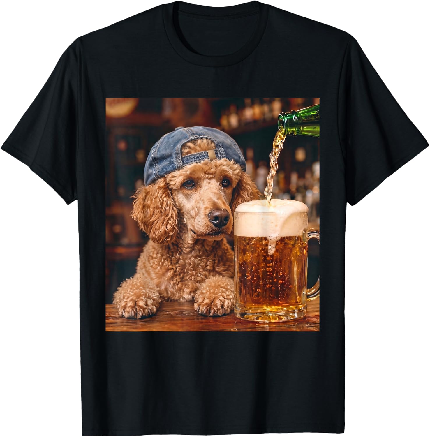 Poodle Drinking Beer Funny Dog Meme T-Shirt - T-Shirt | Black