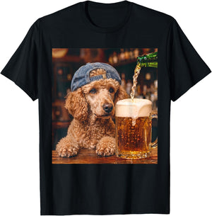 Poodle Drinking Beer Funny Dog Meme T-Shirt - T-Shirt | Black