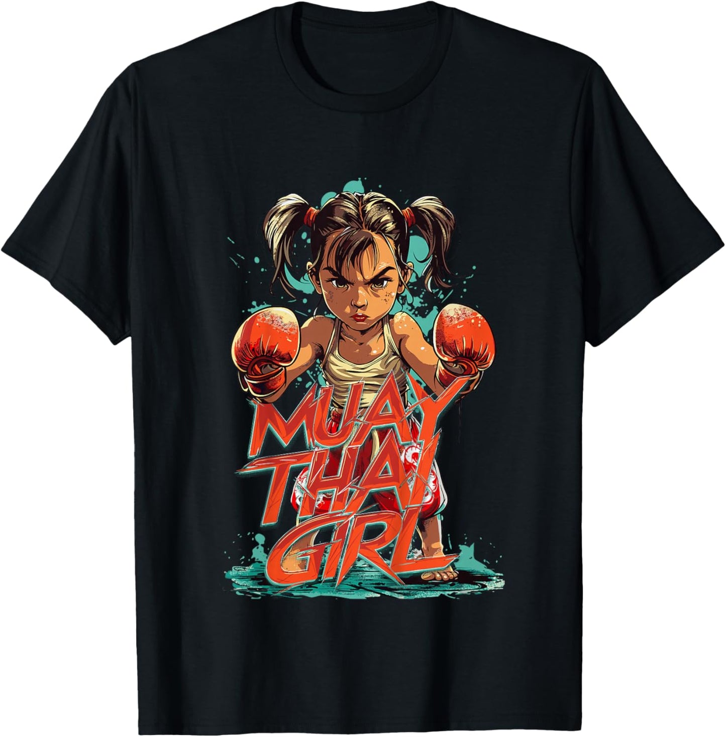 Kids Muay Thai Girl Cute Martial Arts Girls , black T-Shirt - T-Shirt | Black