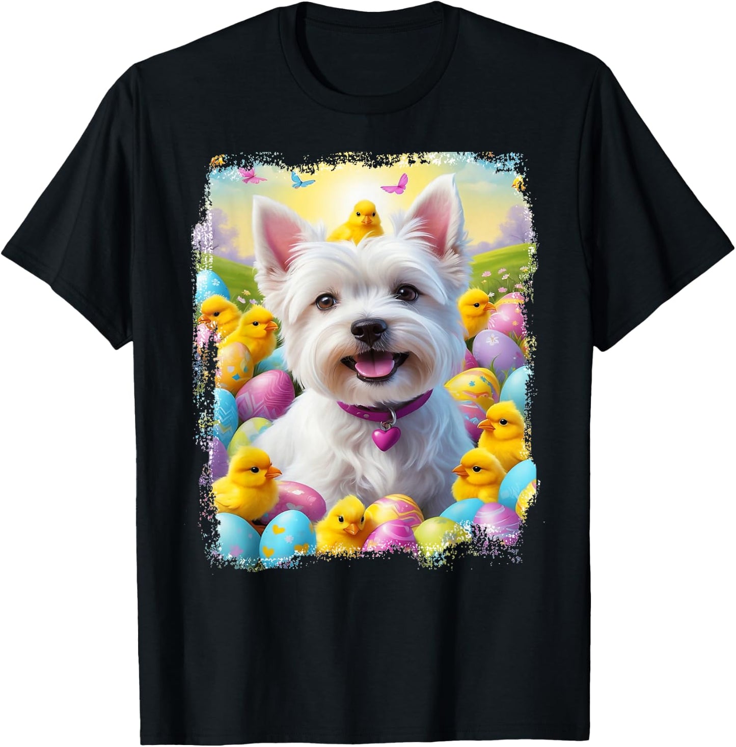 Cute Easter West highland terrier westie lover T-Shirt - T-Shirt | Black