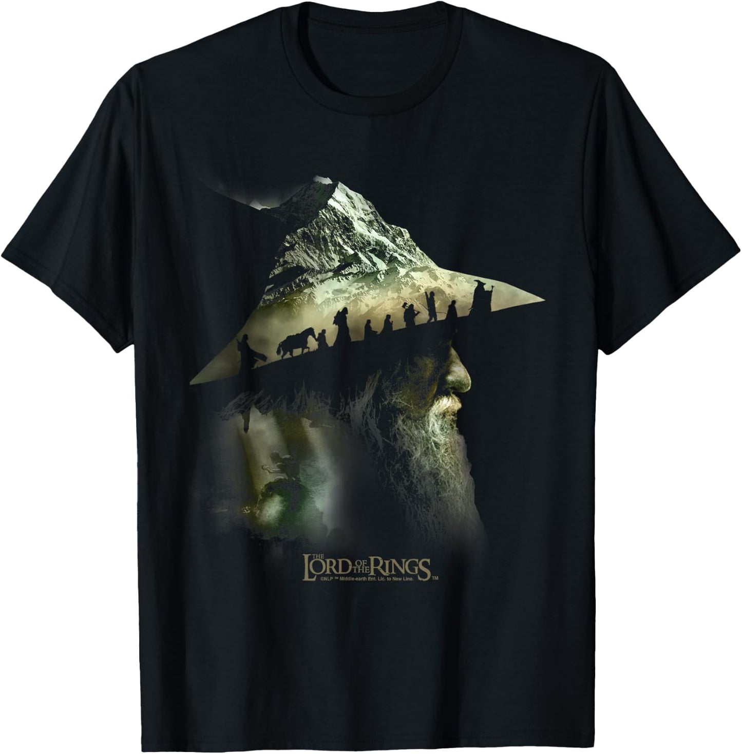 The Lord of the Rings Gandalf Fellowship Mountains T-Shirt - T-Shirt | Black
