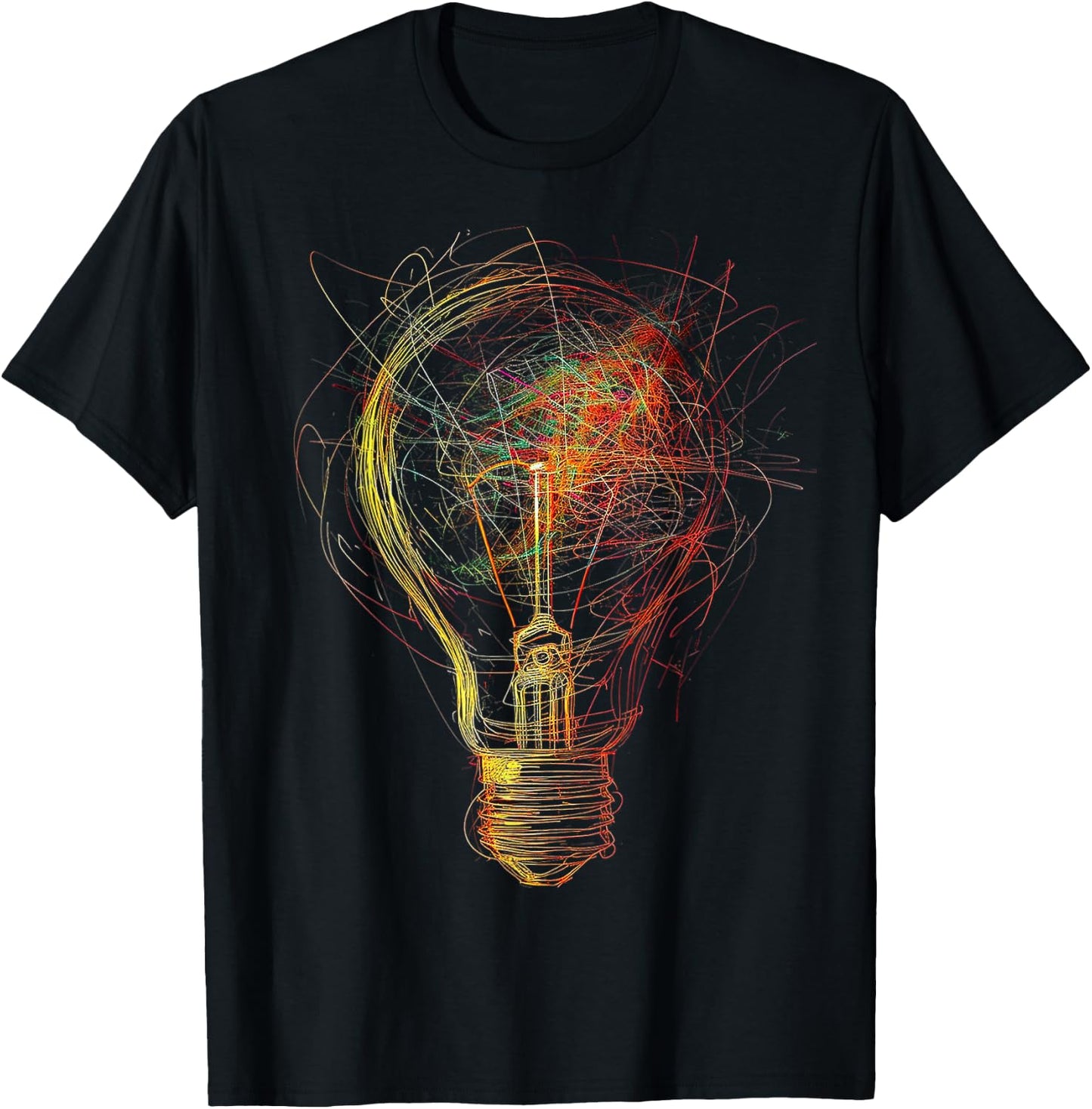 Glühbirne Abstrakte Zeichnung Bunte Kunst Grafik T-Shirt - T-Shirt | Black