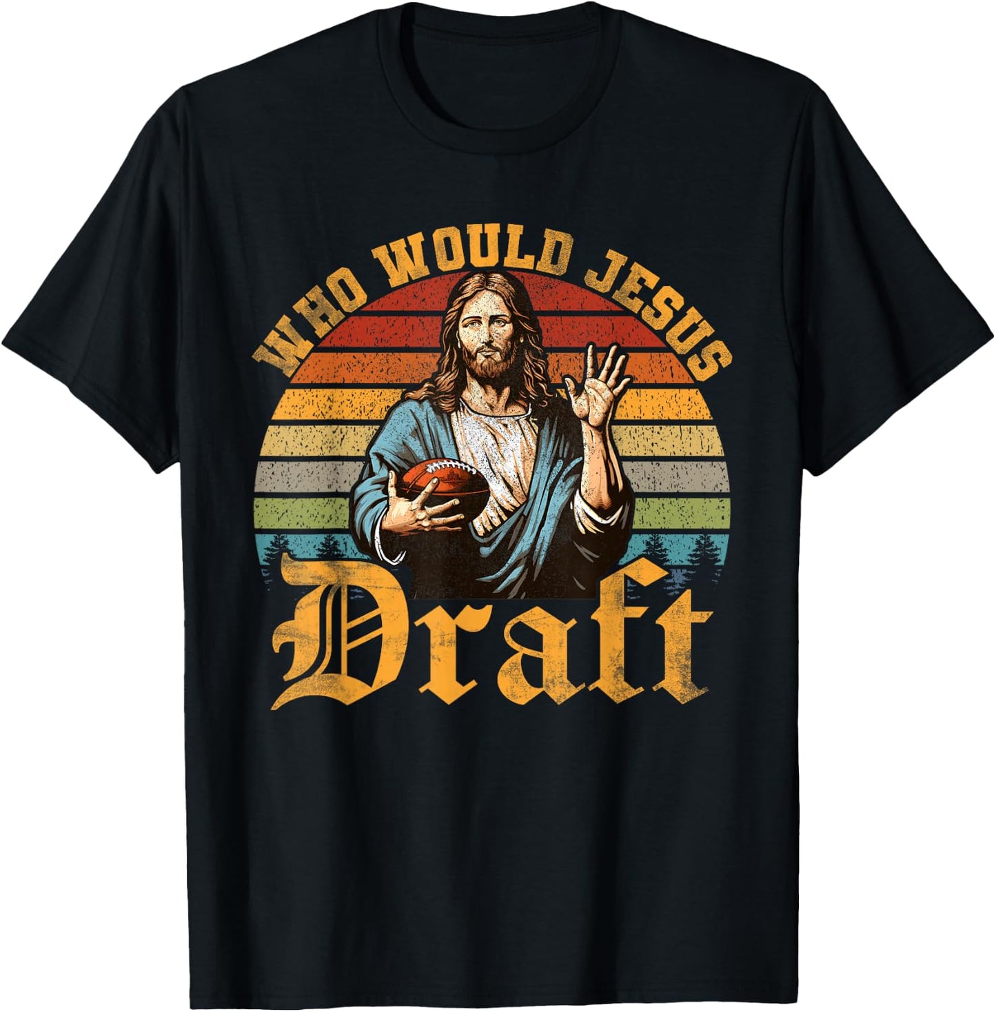 Who Would Jesus Draft Retro Fantasy Football Party T-Shirt - T-Shirt | Black
