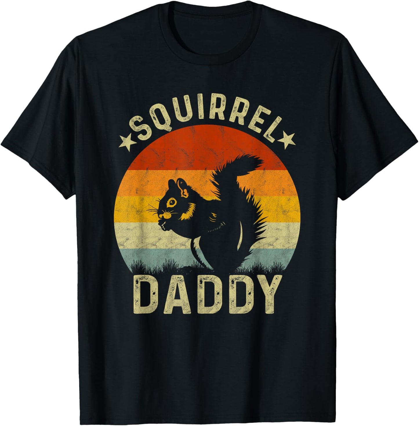 Vintage Squirrel Graphic for Squirrel Lover Daddy Retro T-Shirt - T-Shirt | Black