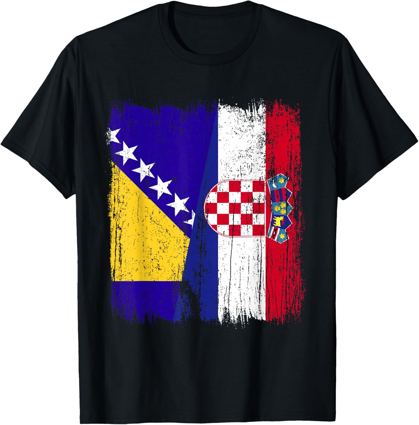 Bosnia and Herzegovina Croatia Half Flag T-Shirt - T-Shirt | Black