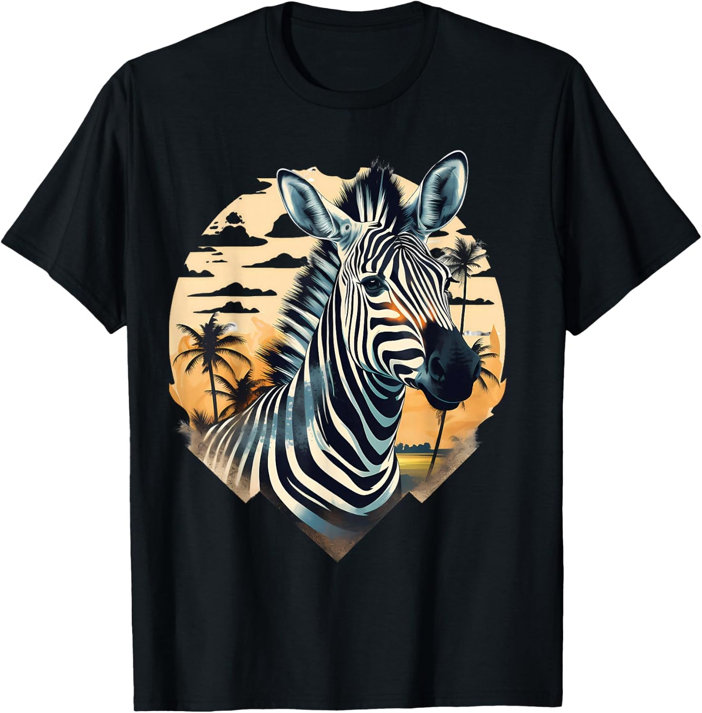 Zebra Portrait Animal Art African Animal Lovers Wildlife T-Shirt - T-Shirt | Black