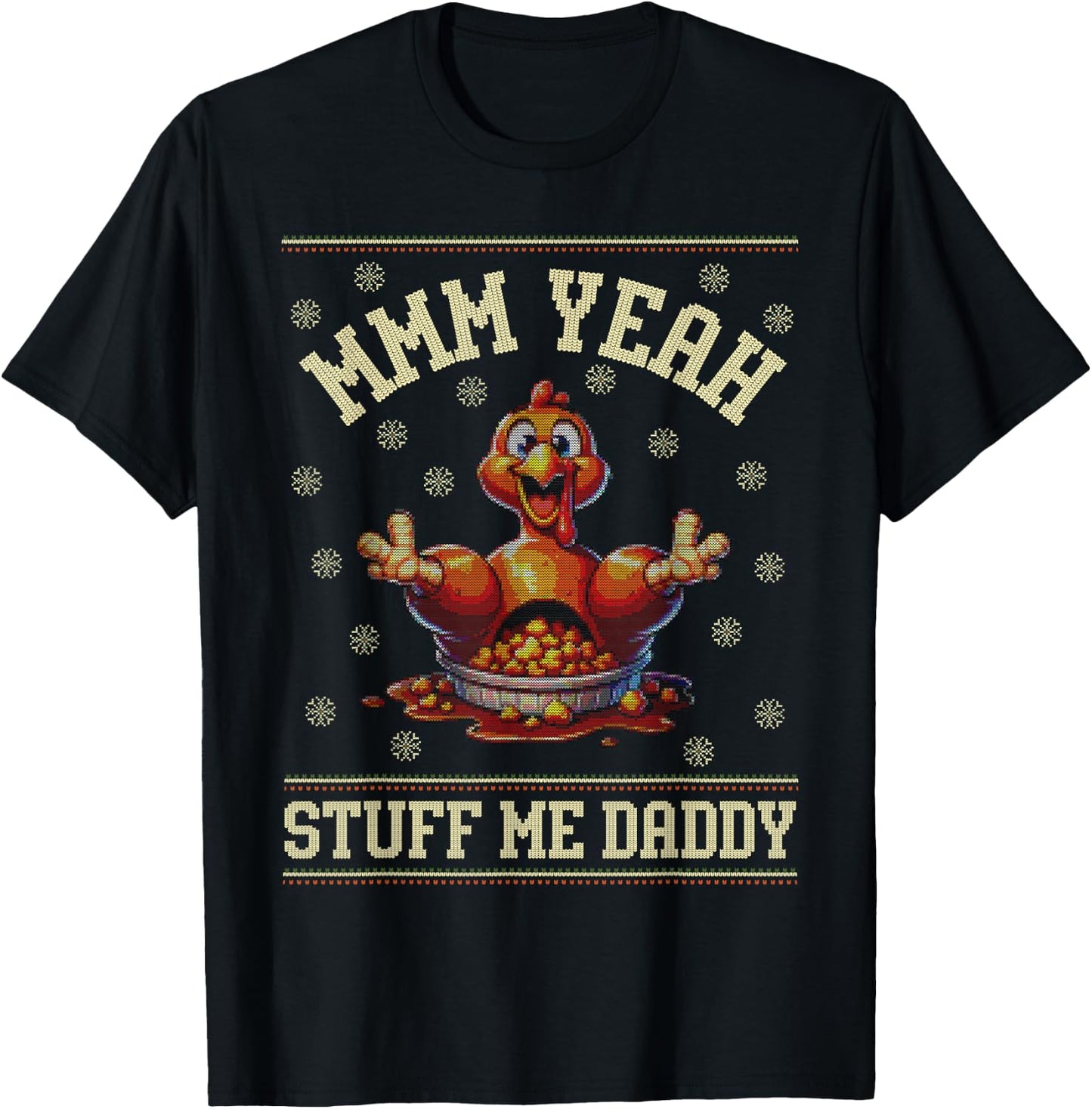 Ugly Thanksgiving Sweater Turkey Adult Humor Funny Men Women T-Shirt - T-Shirt | Black