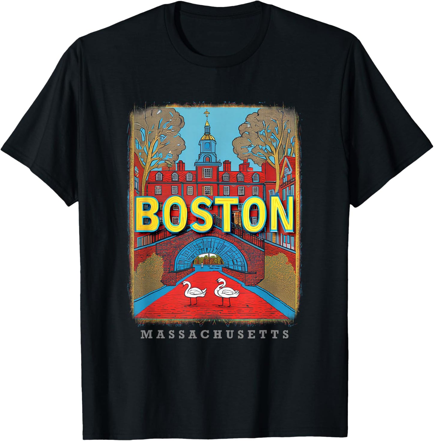 Boston Massachusetts MA Historic Beacon SD599 T-Shirt - T-Shirt | Black