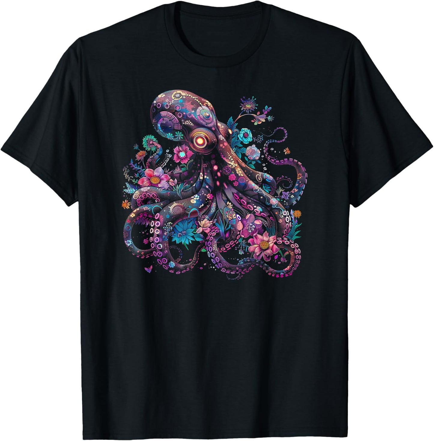 Floral Octopus Burst / Octopus / Men Women Youth Graphic T-Shirt - T-Shirt | Black