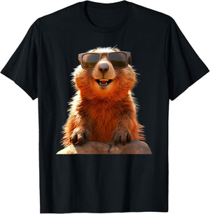 Murmeltier mit Sonnenbrille Nagetier Erdhörnchen Murmeltiere T-Shirt - T-Shirt | Black