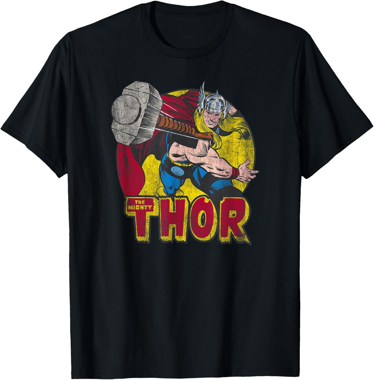 Thor's Hammer Mighty Thor Hammer Vintage Graphic T-Shirt - T-Shirt | Black