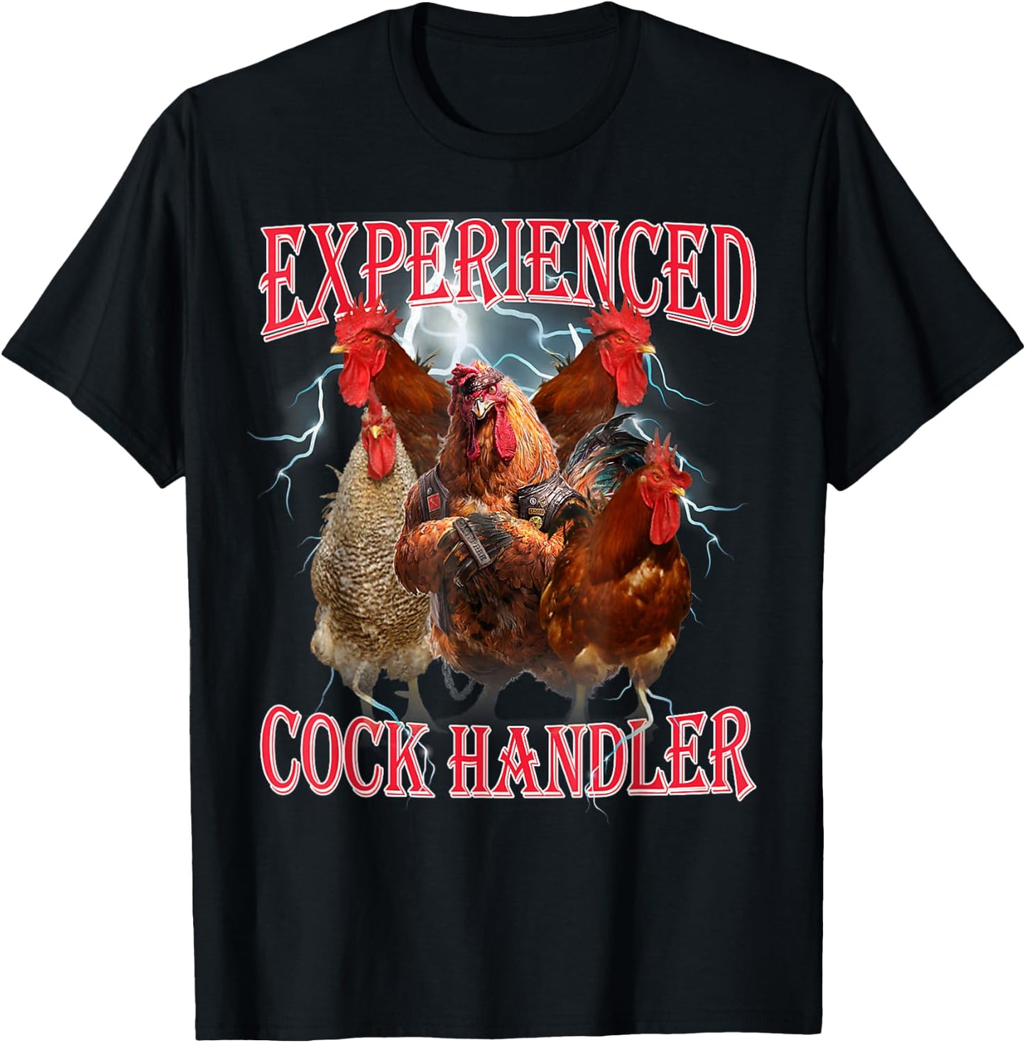 Experienced Cock Handler Adult Humor Inappropriate Funny T-Shirt - T-Shirt | Black