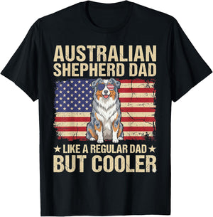 Vintage USA Flag Australian Shepherd Dad Fathers Day Men T-Shirt - T-Shirt | Black
