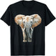Realistic Watercolor Elephant Wildlife Art T-Shirt - T-Shirt | Black
