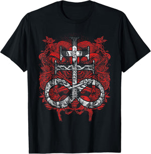 Satanic Gift Satanist Occult Leviathan Cross Baphomet T-Shirt - T-Shirt | Black