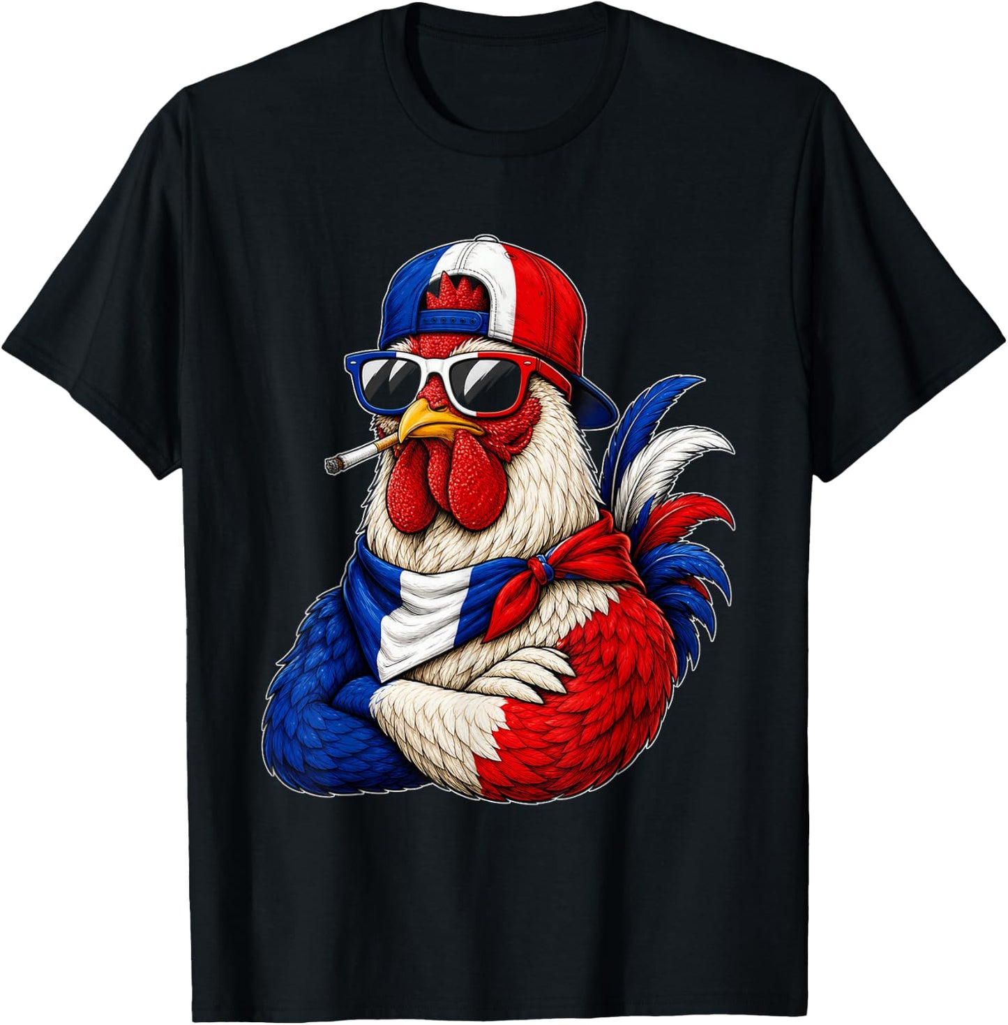 France National Pride Rooster Flag T-Shirt - T-Shirt | Black