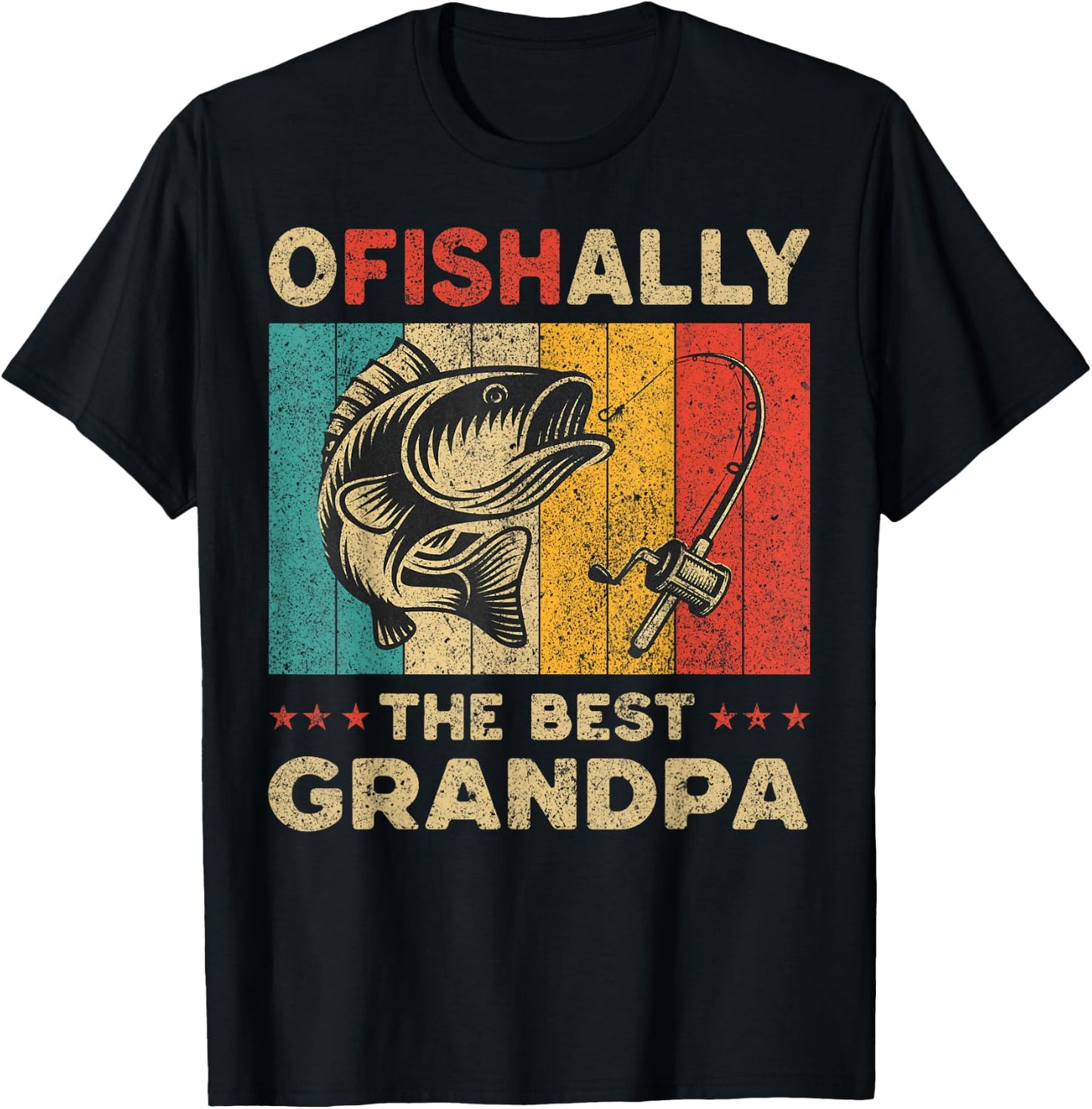 Father's Day Funny Fishing Ofishally The Best Grandpa T-Shirt - T-Shirt | Black