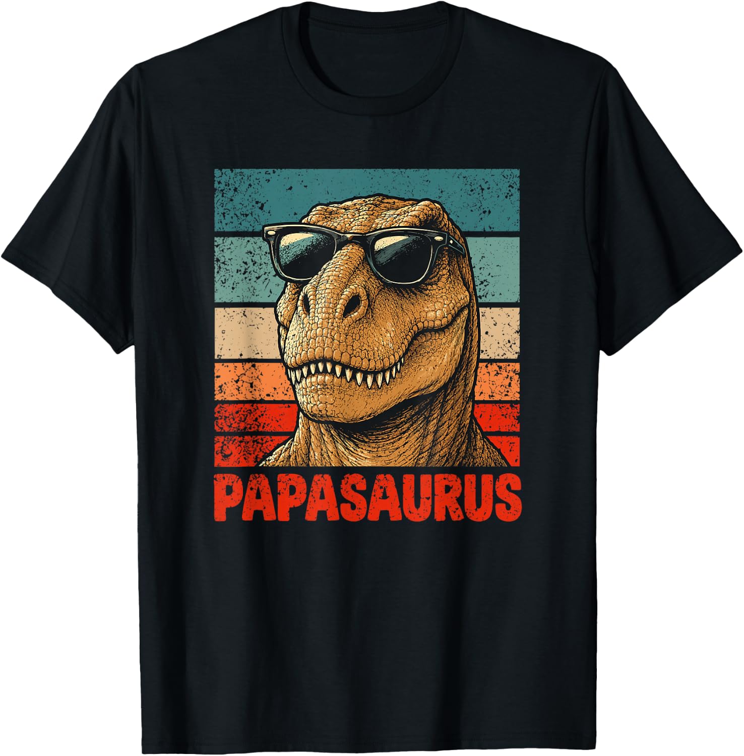 Papasaurus Funny Dad Dinosaur T-Shirt - T-Shirt | Black
