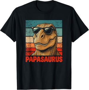 Papasaurus Funny Dad Dinosaur T-Shirt - T-Shirt | Black