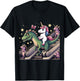 Unicorn Dinosaur Escalator Girls Boys Men Women Kids Rainbow T-Shirt - T-Shirt | Black