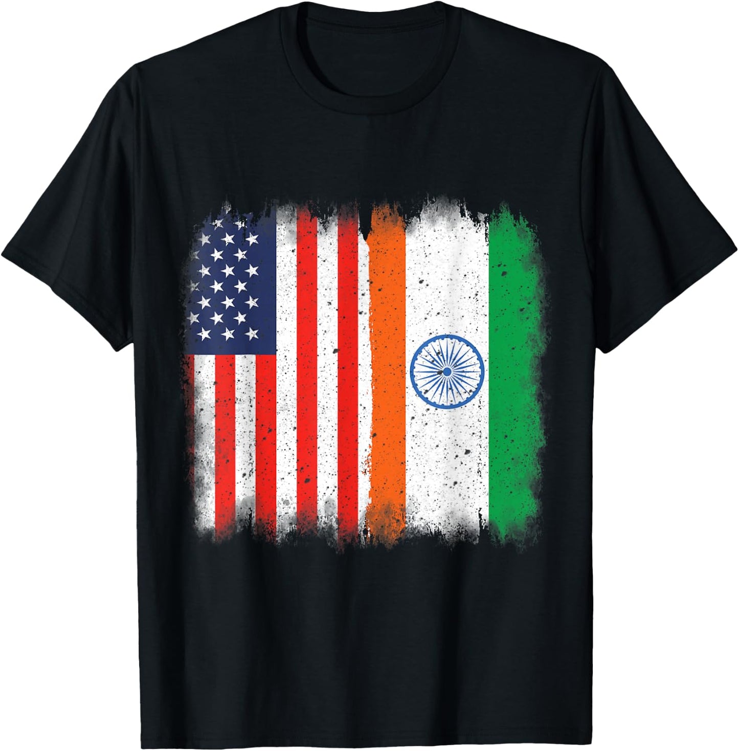 Indian American Flag India USA Hearts Patriot hIndu DNA T-Shirt - T-Shirt | Black