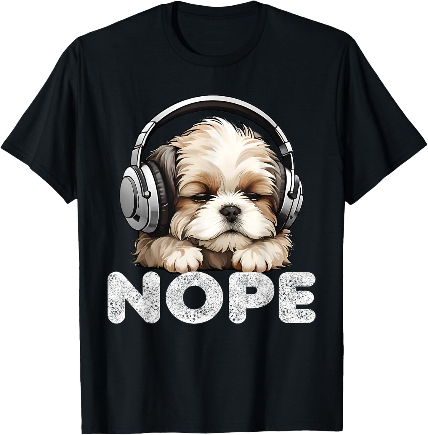 Women Nope Funny Lazy Shih Tzu Dog Mom Cute Owner Breed Dad T-Shirt - T-Shirt | Black