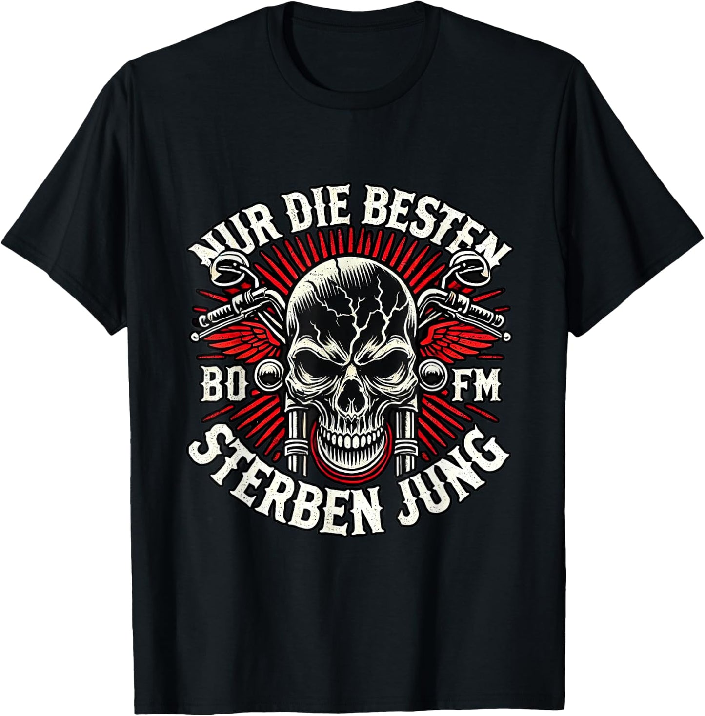 "Nur die Besten die Jung" Biker Statement Rocker , black T-Shirt - T-Shirt | Black