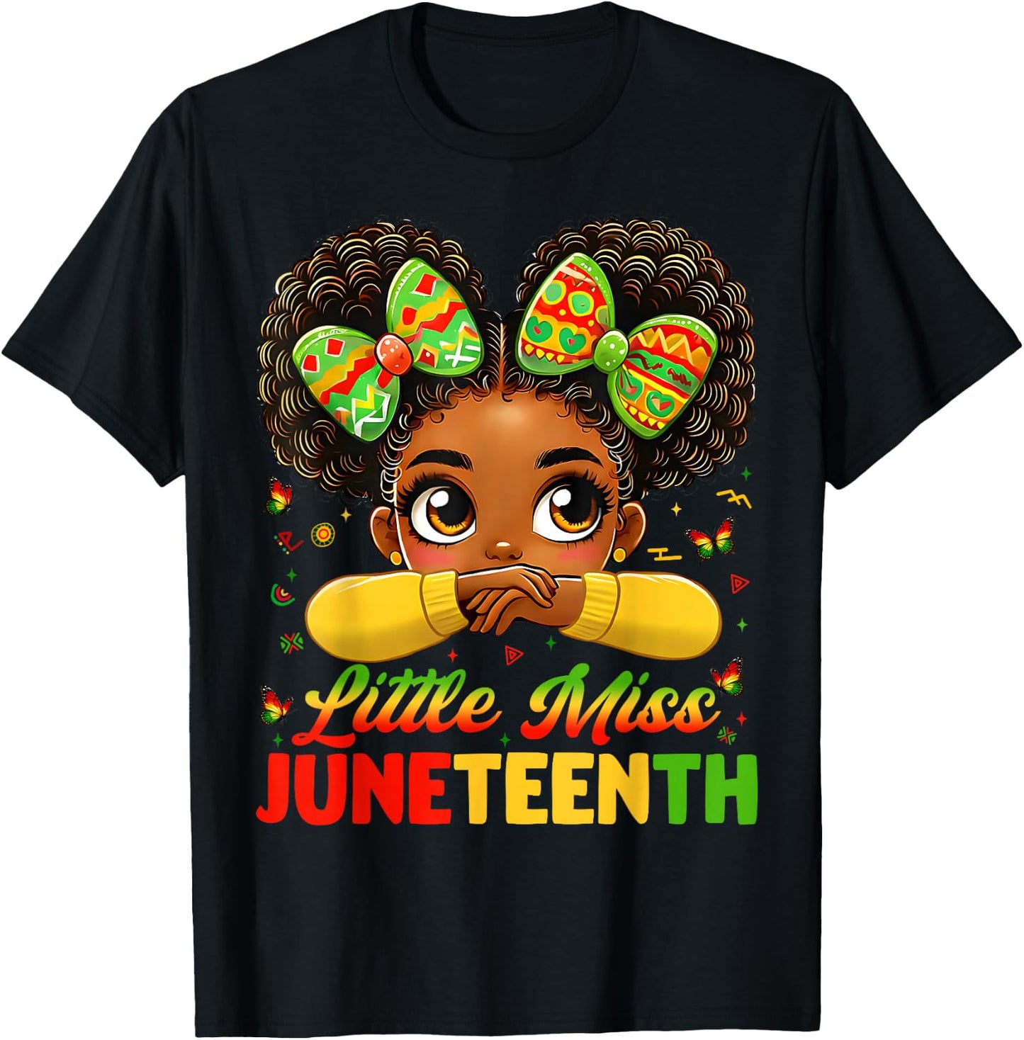 Miss Junteenth Cute Coquette Pride African 1865 Girl T-Shirt - T-Shirt | Black