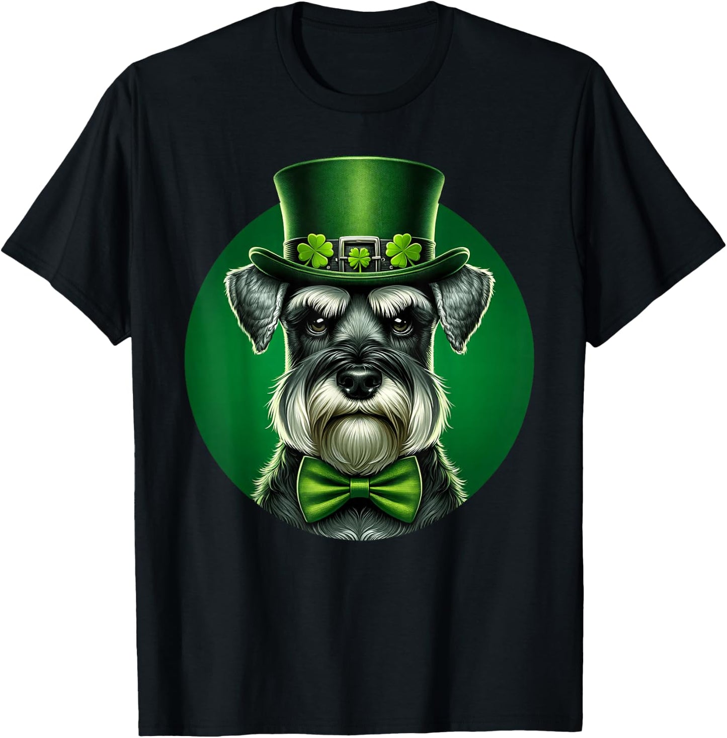 Funny Miniature Schnauzer Dog St Patricks Day Pet Lover T-Shirt - T-Shirt | Black