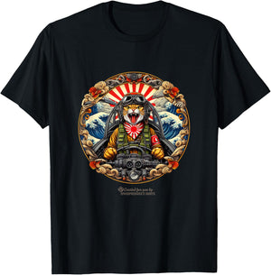 Cat as a Japanese pilot kamikaze cat fighter T-Shirt - T-Shirt | Black