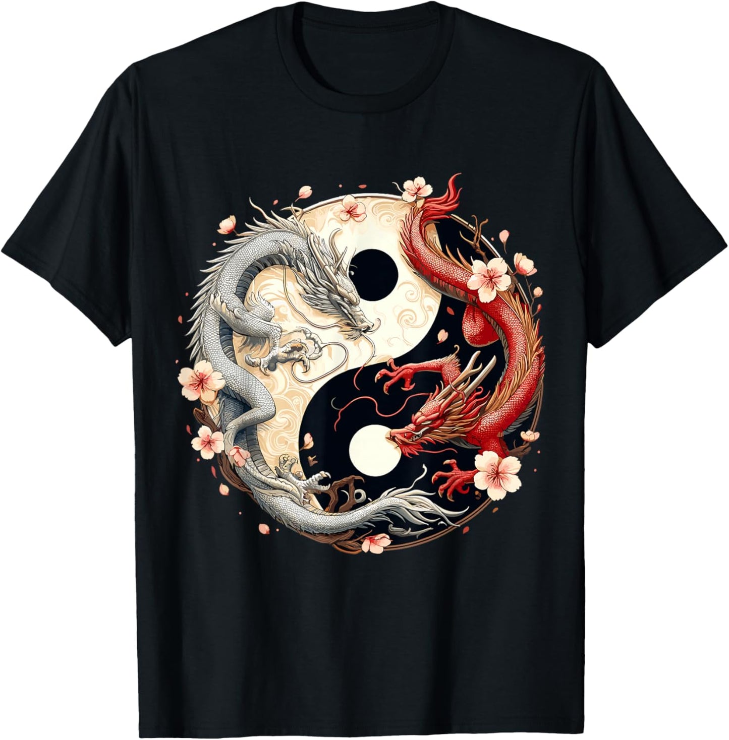 Yin Yang Dragon Chinese Year T-Shirt - T-Shirt | Black