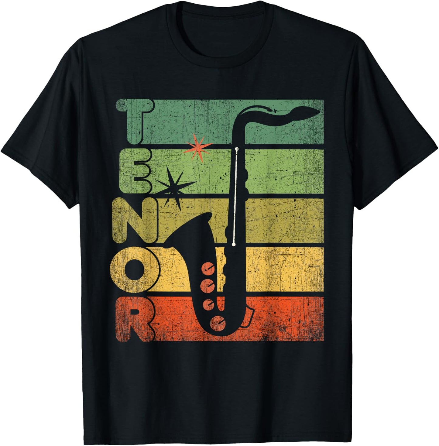 Retro 70s Tenor Saxophone Cool Vintage Sax Musician gifts T-Shirt - T-Shirt | Black