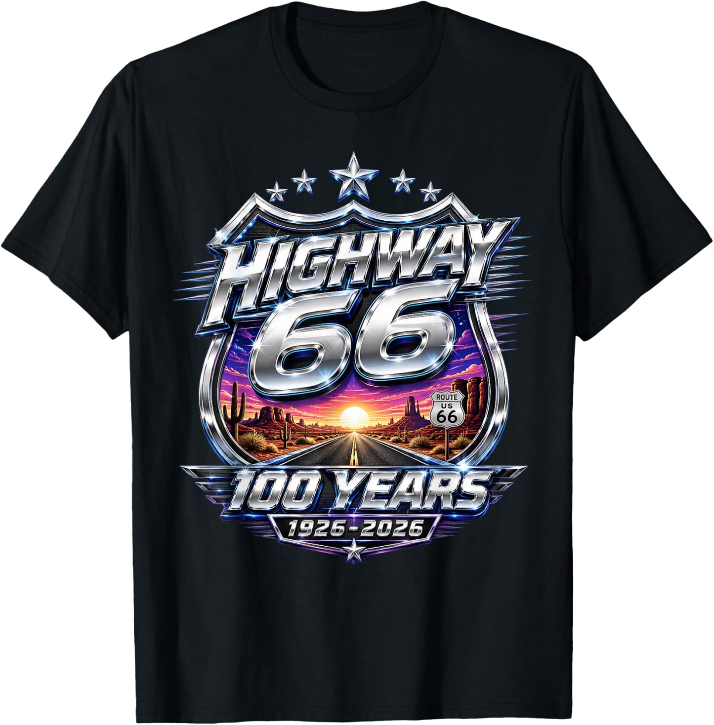 Vintage Highway 66 100 Year Centennial Anniversary Souvenir T-Shirt - T-Shirt | Black