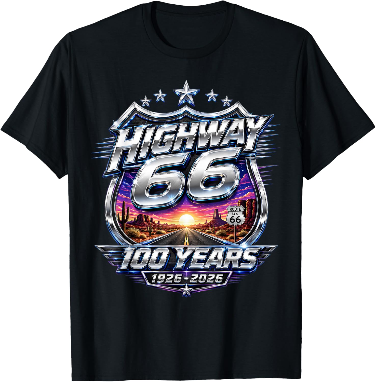 Vintage Highway 66 100 Year Centennial Anniversary Souvenir T-Shirt - T-Shirt | Black
