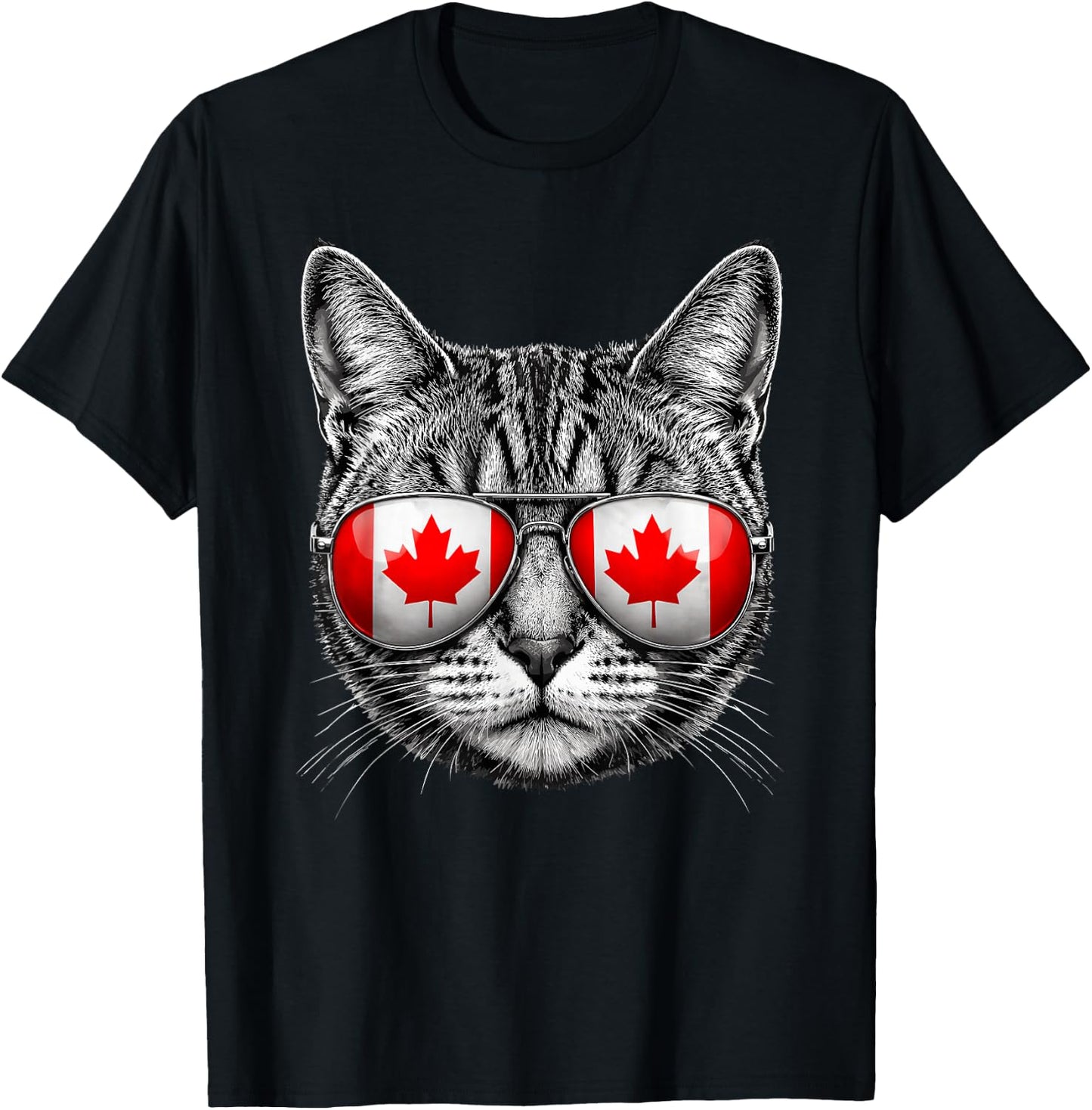 Canadian Cat Canada Flag Maple Leaf Pride Roots T-Shirt - T-Shirt | Black