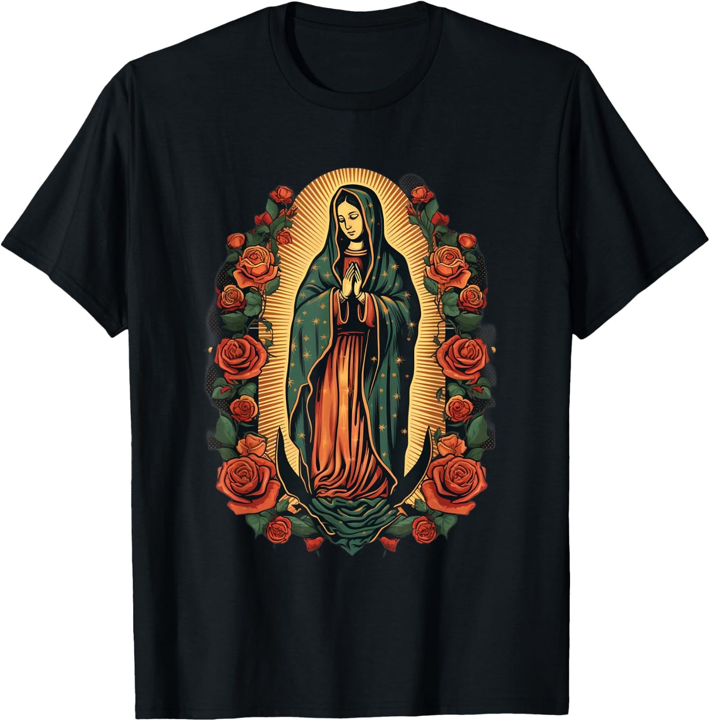 Our Lady Saint Mary Of Guadalupe Virgin Mary Powerful Symbol T-Shirt - T-Shirt | Black